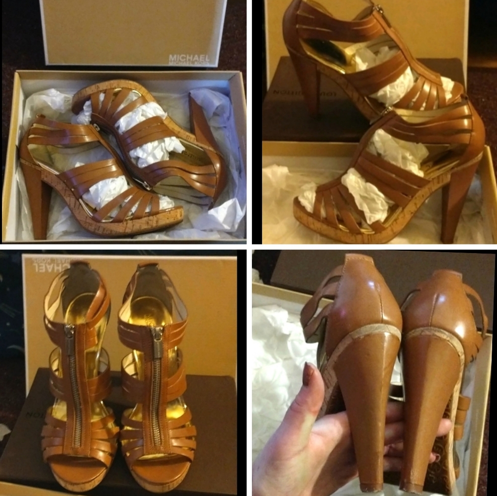 MICHAEL By Michael Kors Leather T-strap Caged Platform High Heel Sandals Booties
